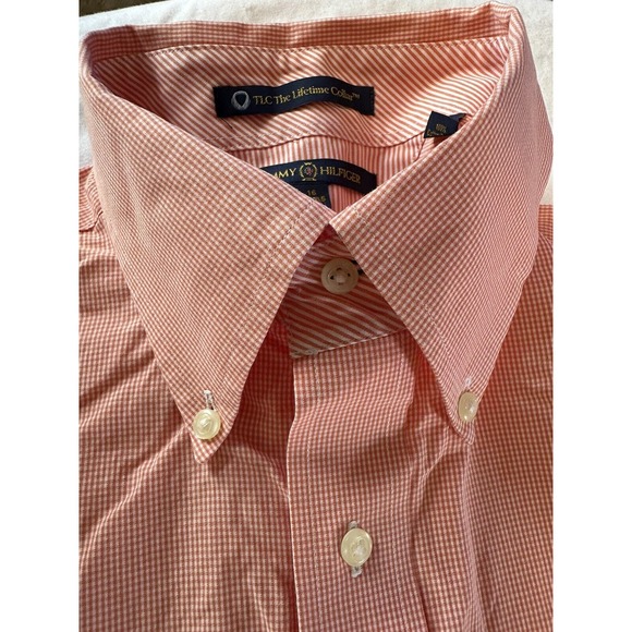 Tommy Hilfiger TLC Lifetime Collar, Button Up Shirt, Small Check, Red/Peach - Picture 7 of 13